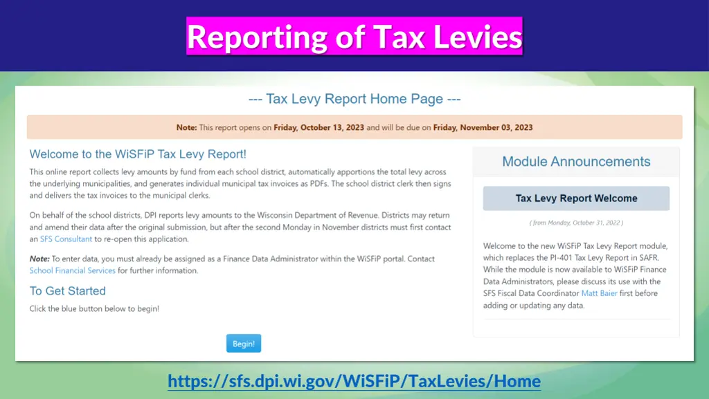 reporting of tax levies 1