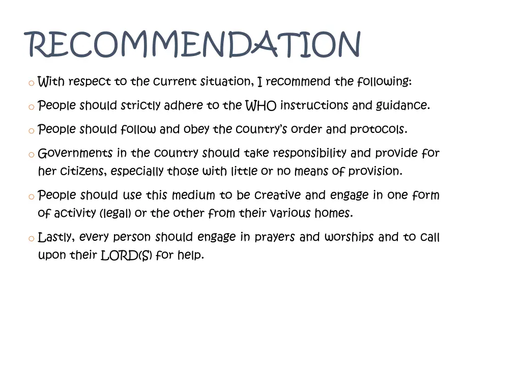 recommendation