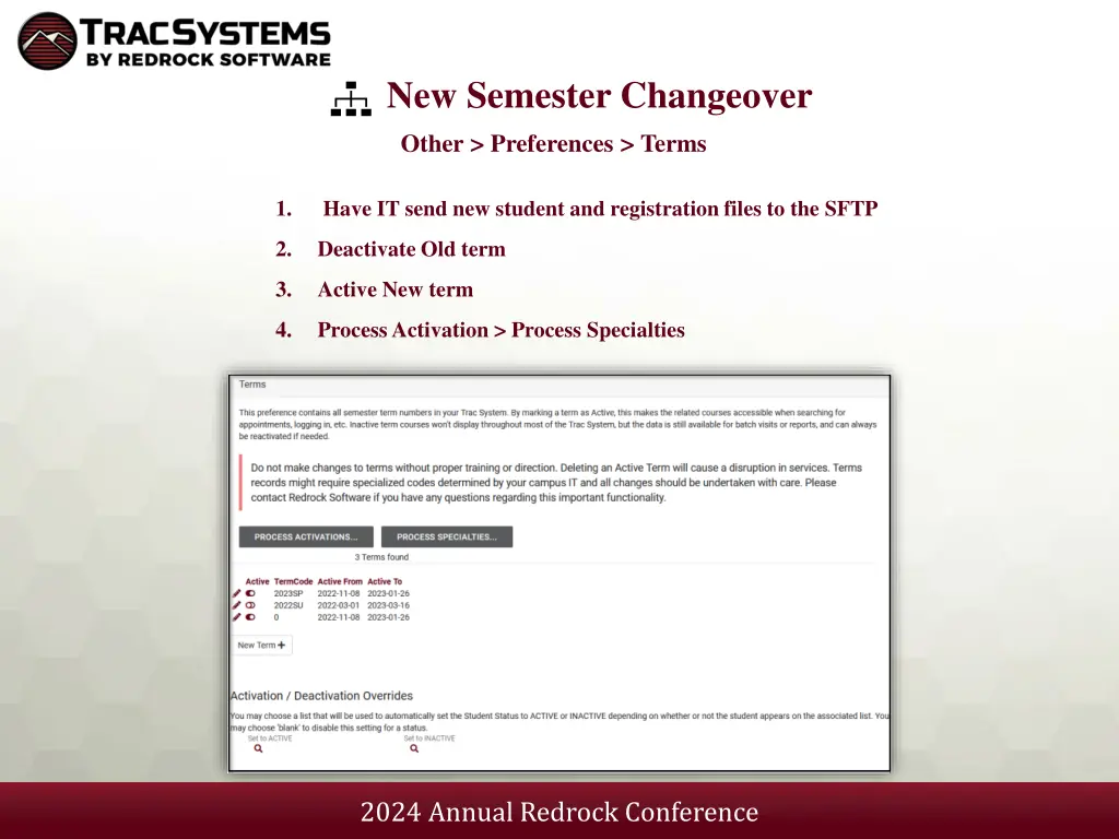 new semester changeover