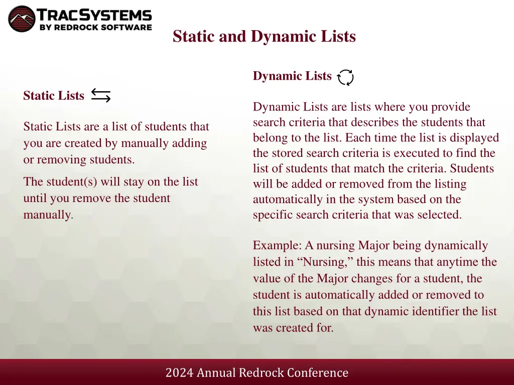 static and dynamic lists