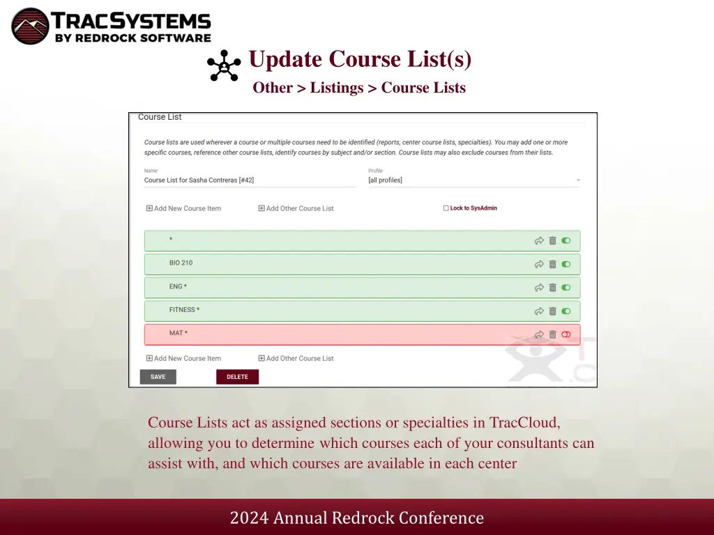 update course list s other listings course lists