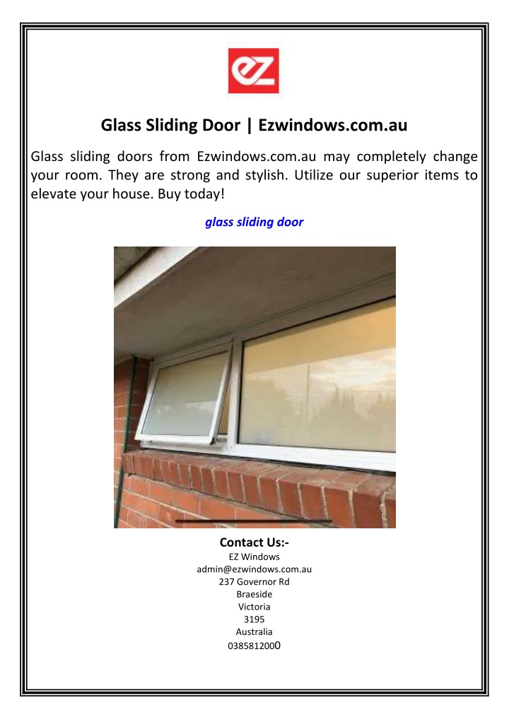 glass sliding door ezwindows com au
