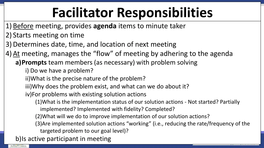 facilitator responsibilities 1 before meeting