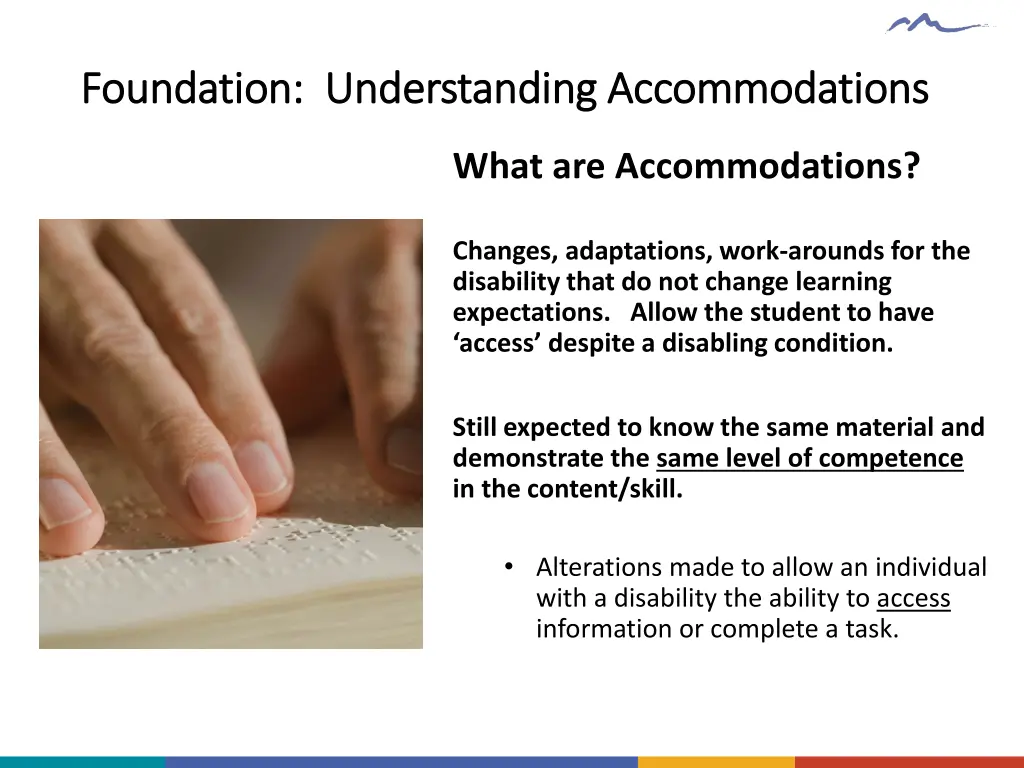 foundation understanding accommodations