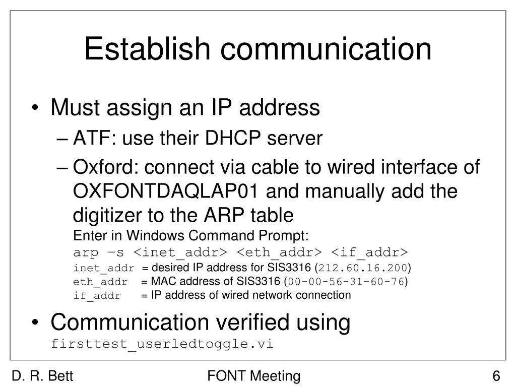 establish communication
