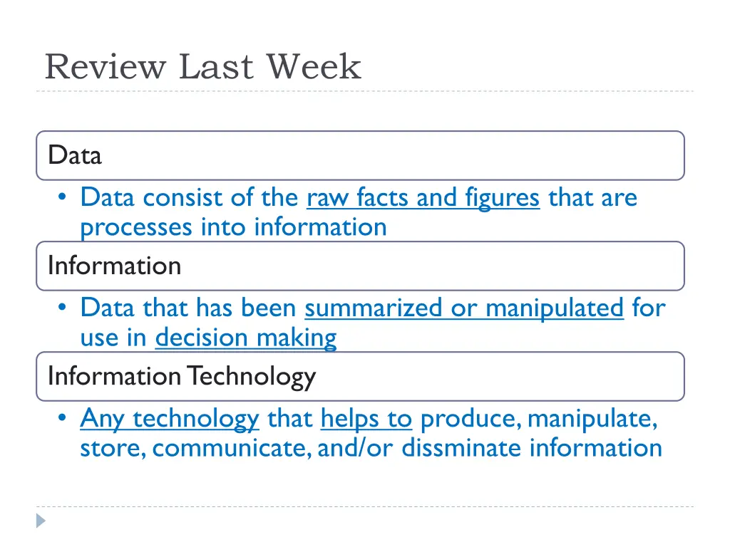 review last week 3