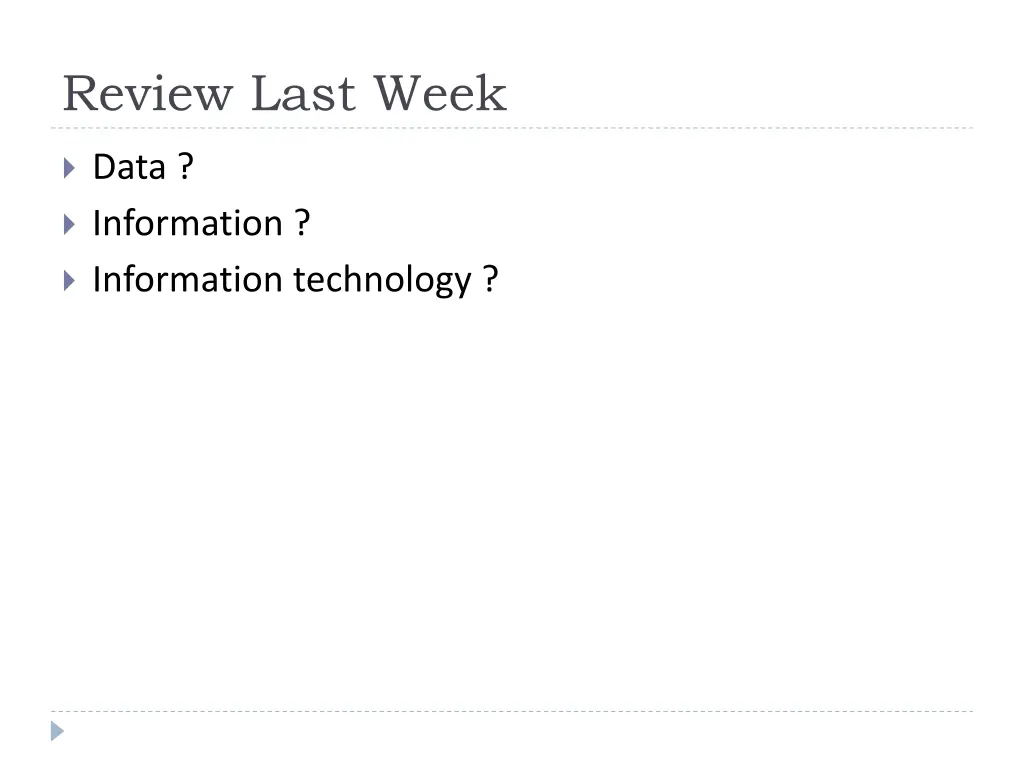 review last week