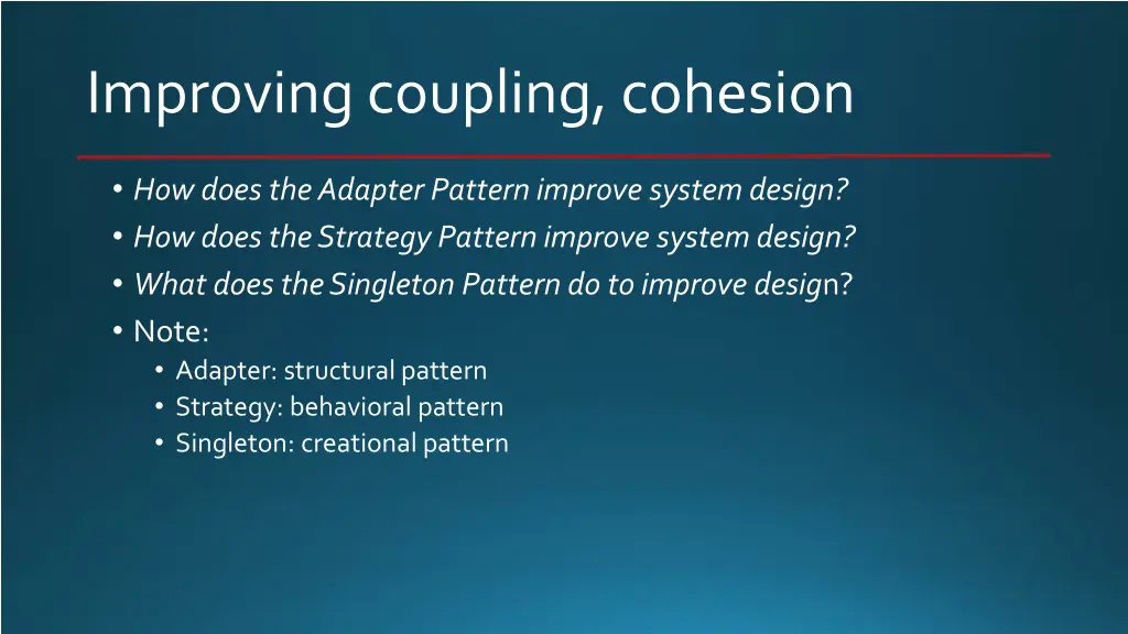 improving coupling cohesion