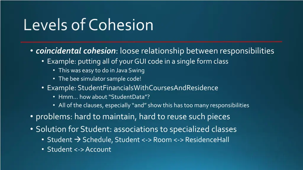 levels of cohesion