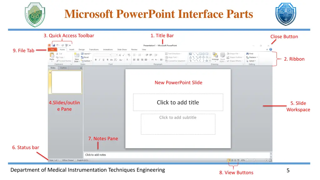microsoft powerpoint interface parts
