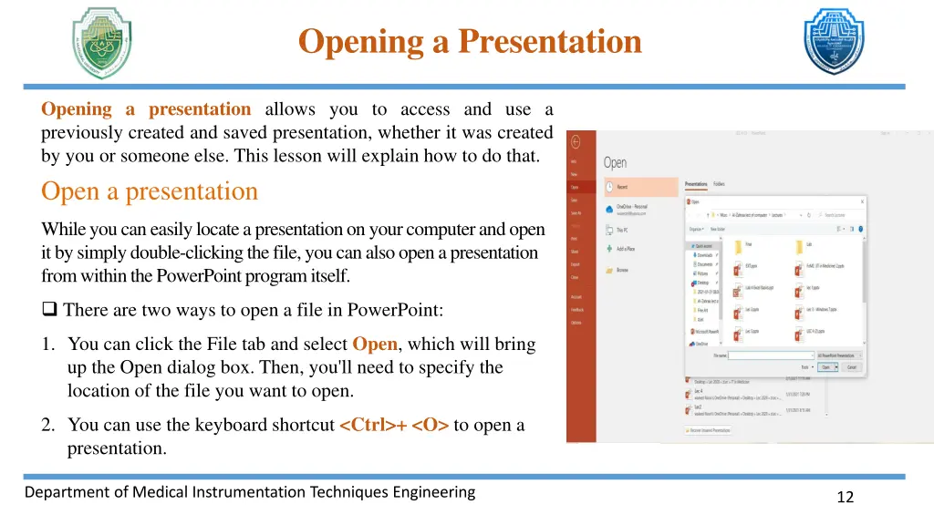 opening a presentation