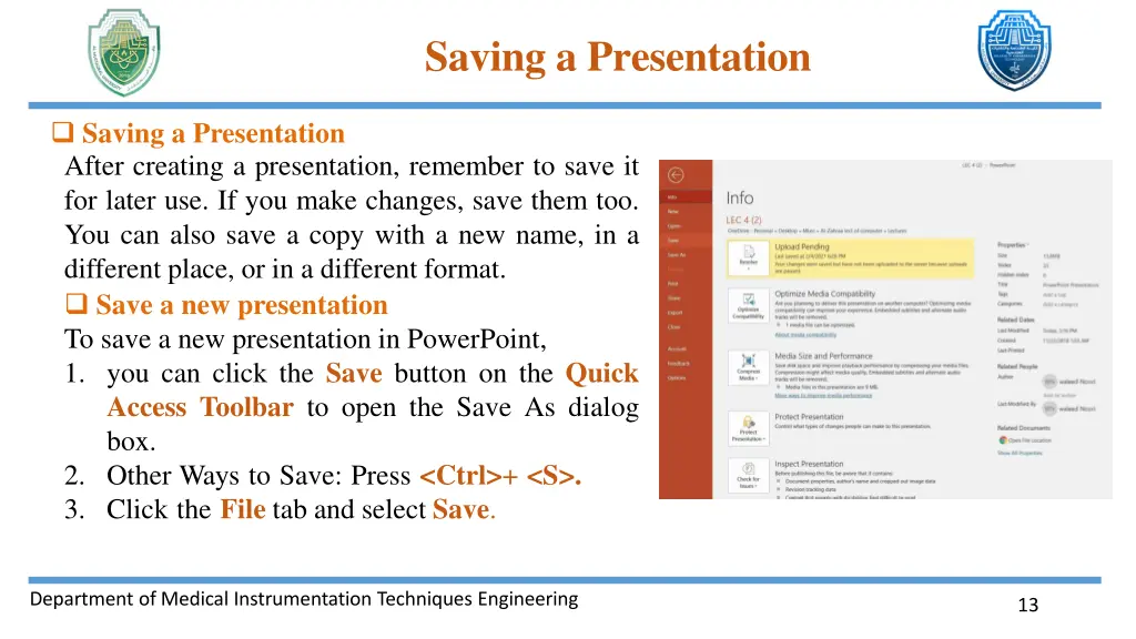 saving a presentation