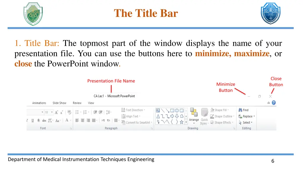 the title bar