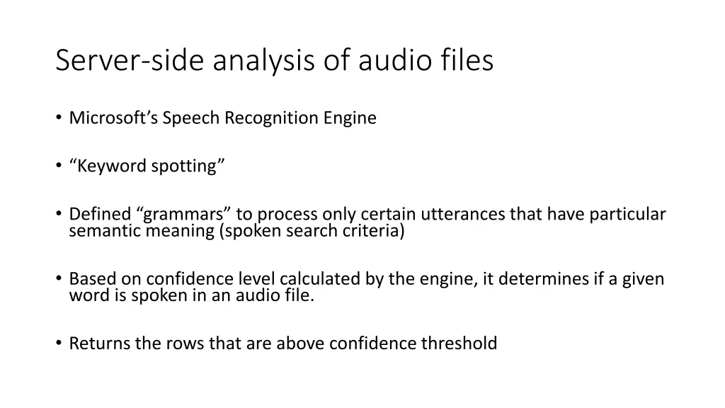 server side analysis of audio files