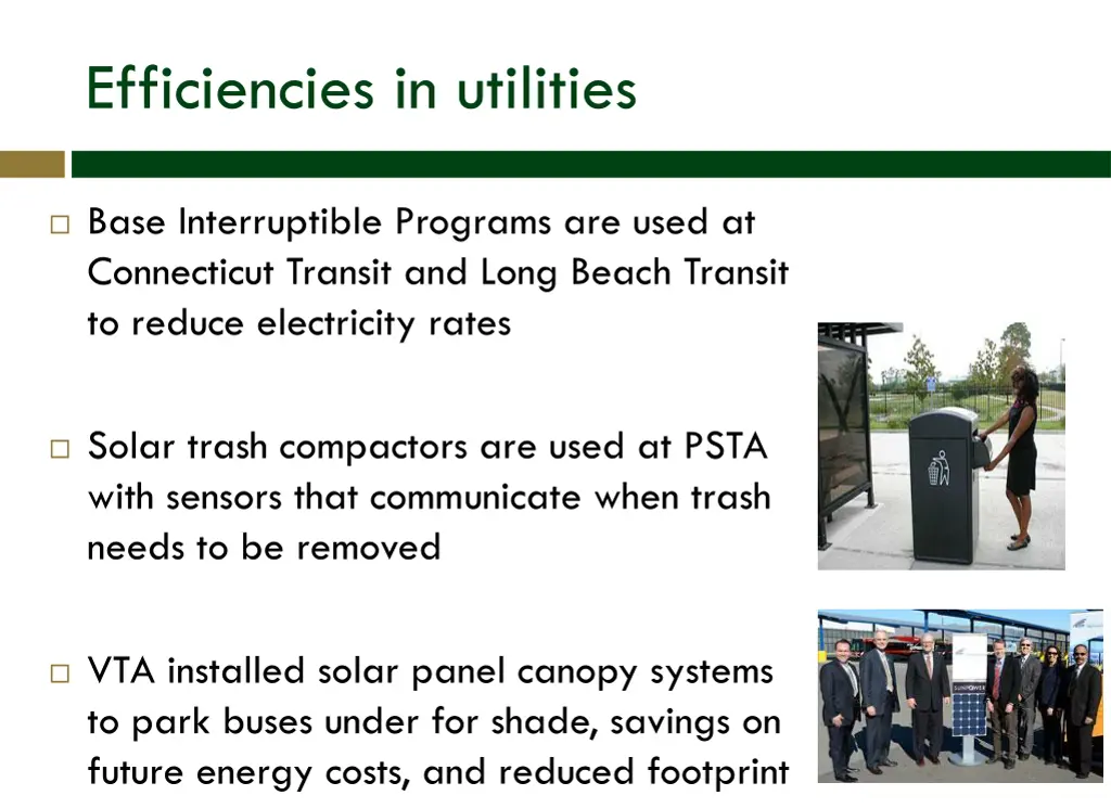 efficiencies in utilities