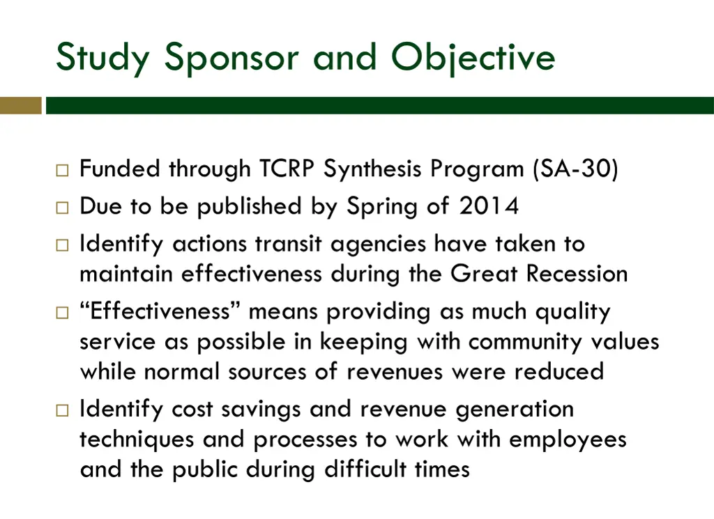 study sponsor and objective