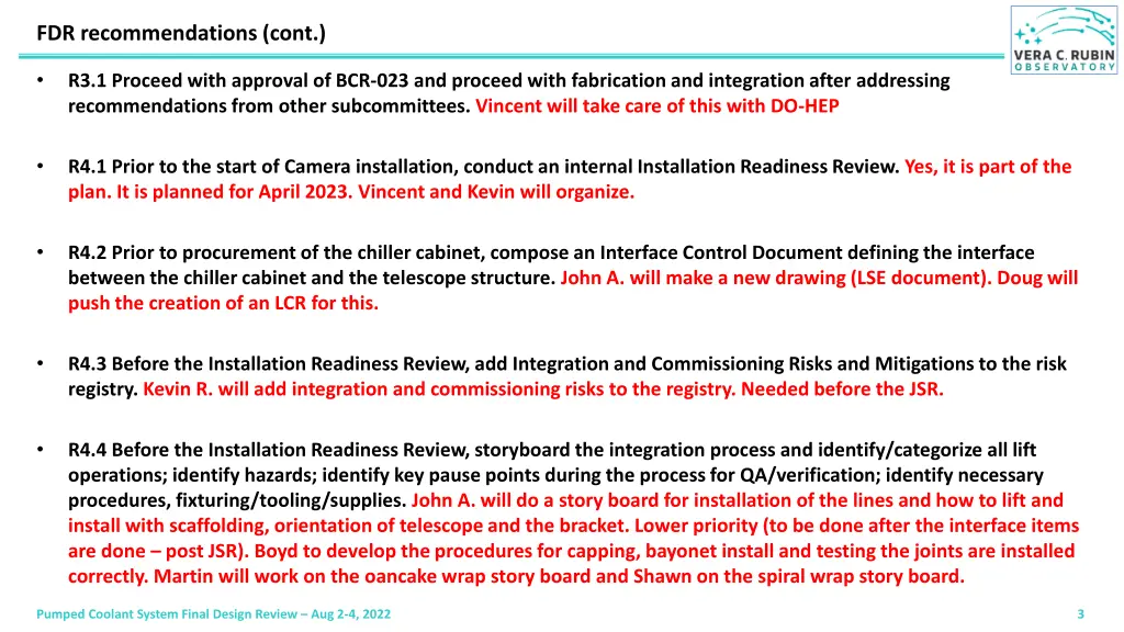 fdr recommendations cont