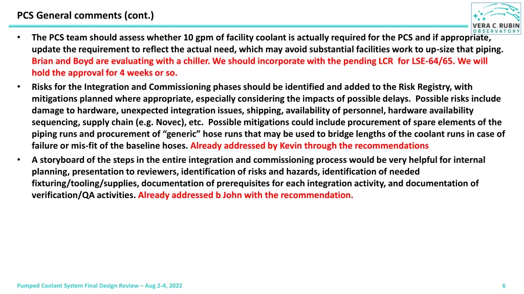 pcs general comments cont
