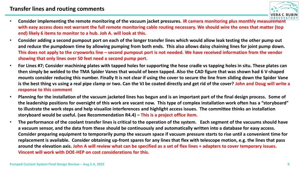 transfer lines and routing comments