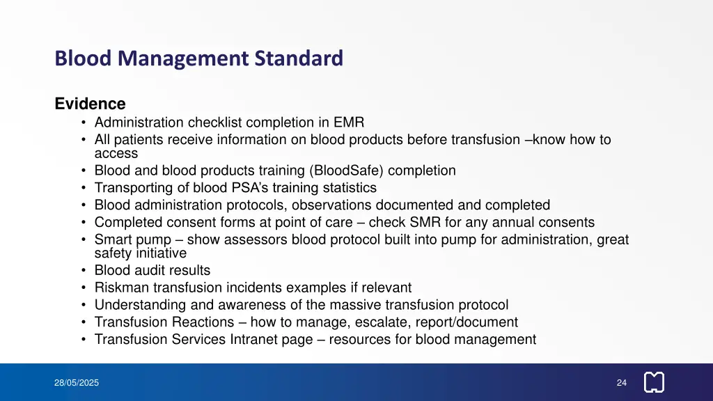 blood management standard