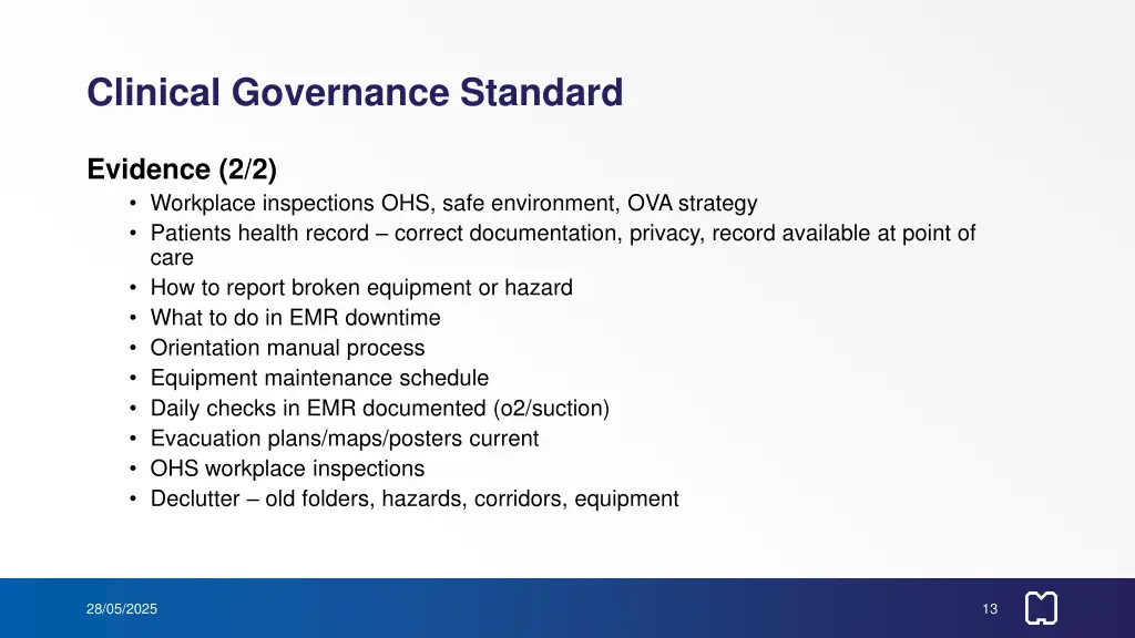 clinical governance standard 1