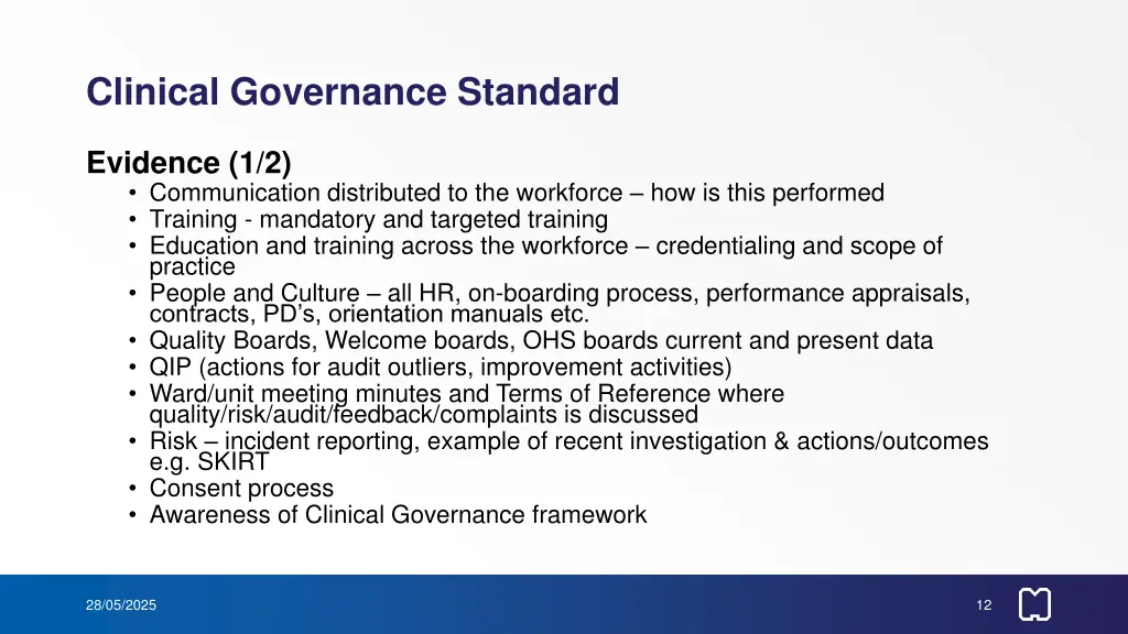clinical governance standard