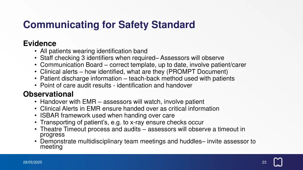 communicating for safety standard