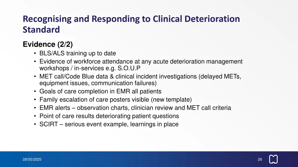 recognising and responding to clinical 1