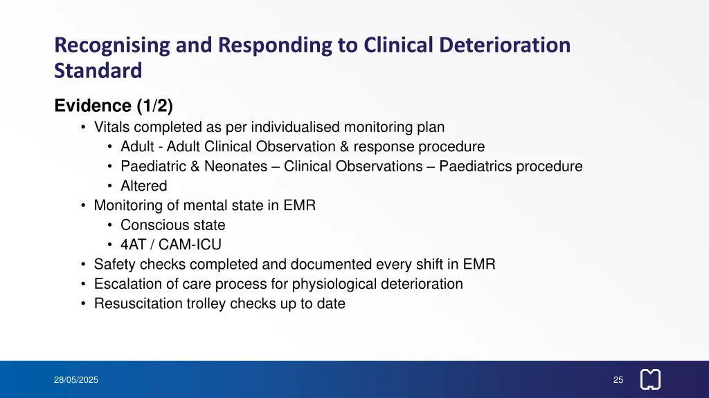 recognising and responding to clinical