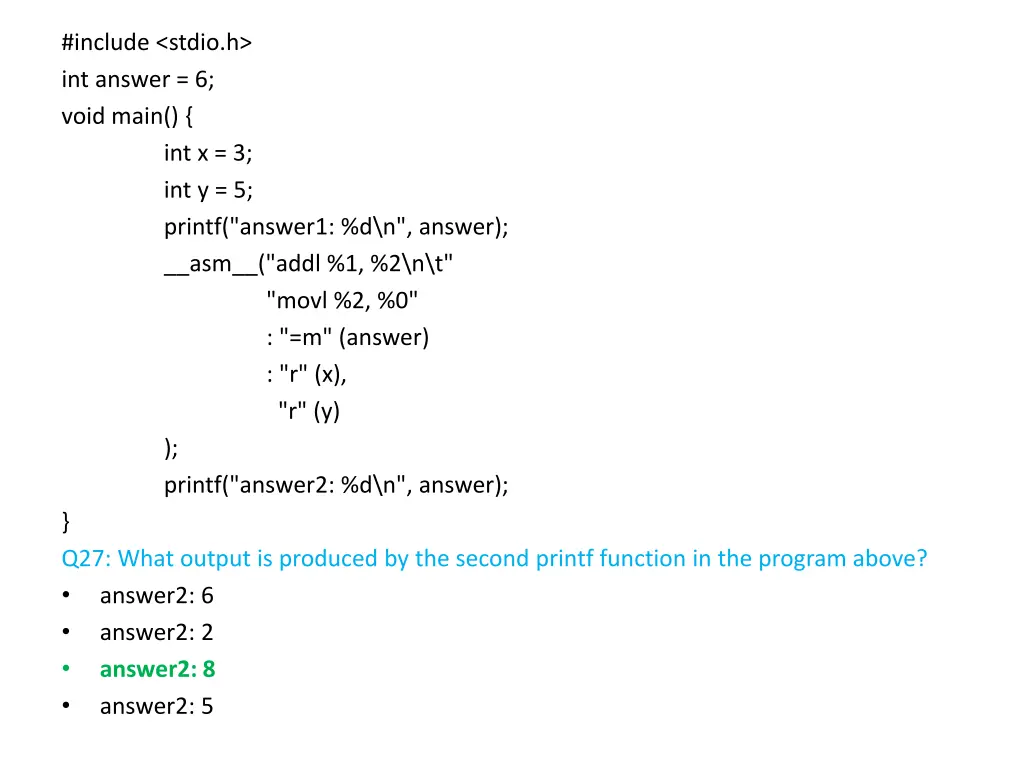 include stdio h int answer 6 void main