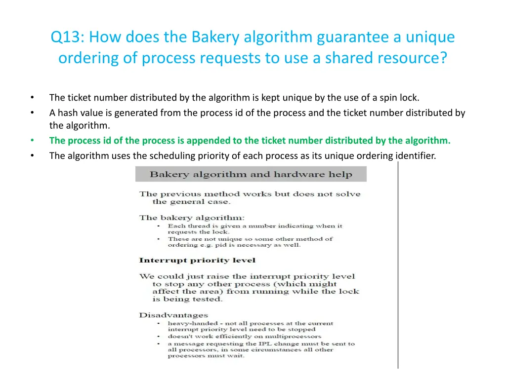 q13 how does the bakery algorithm guarantee
