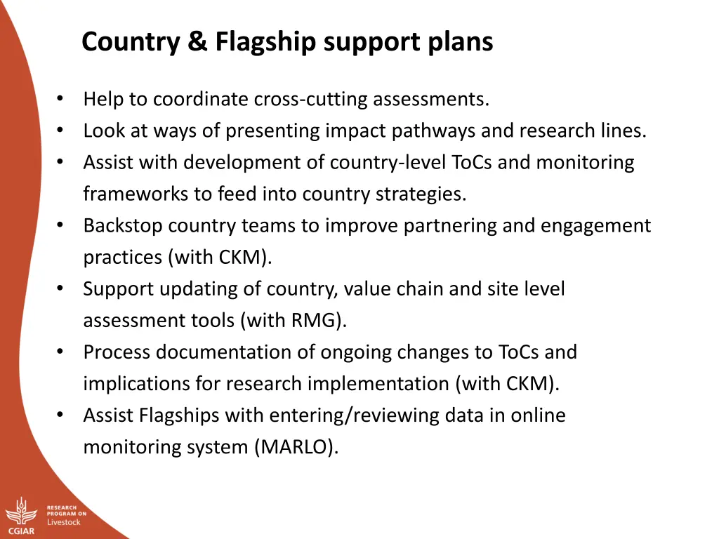 country flagship support plans