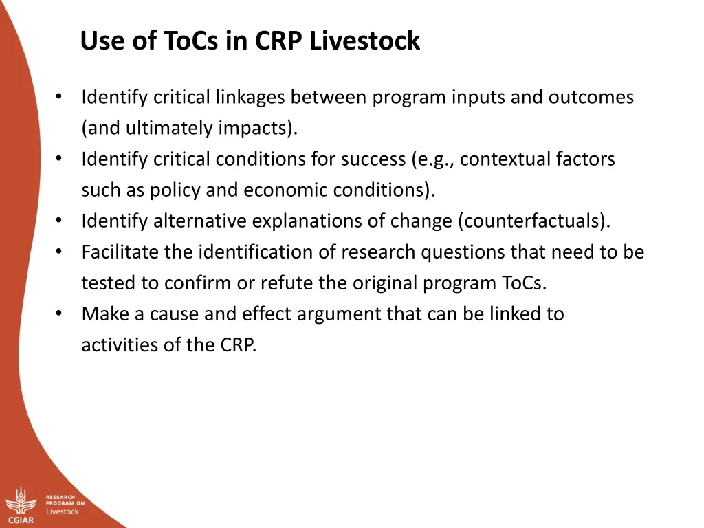 use of tocs in crp livestock