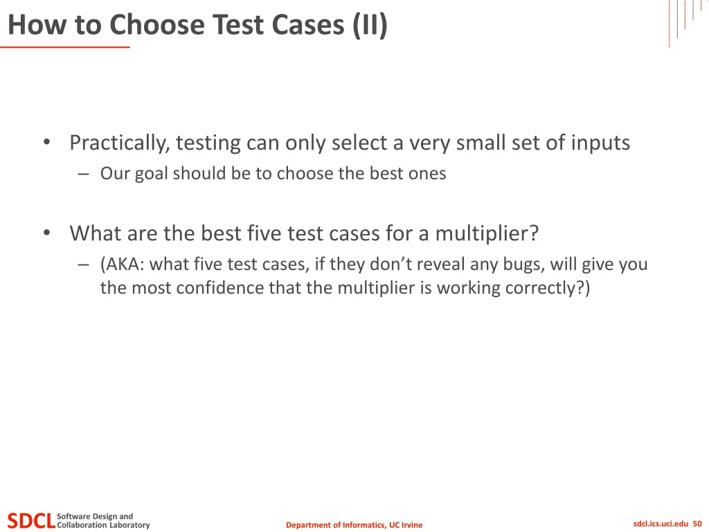how to choose test cases ii