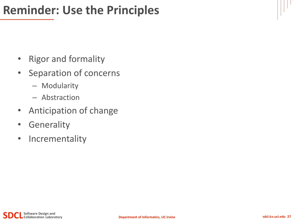 reminder use the principles
