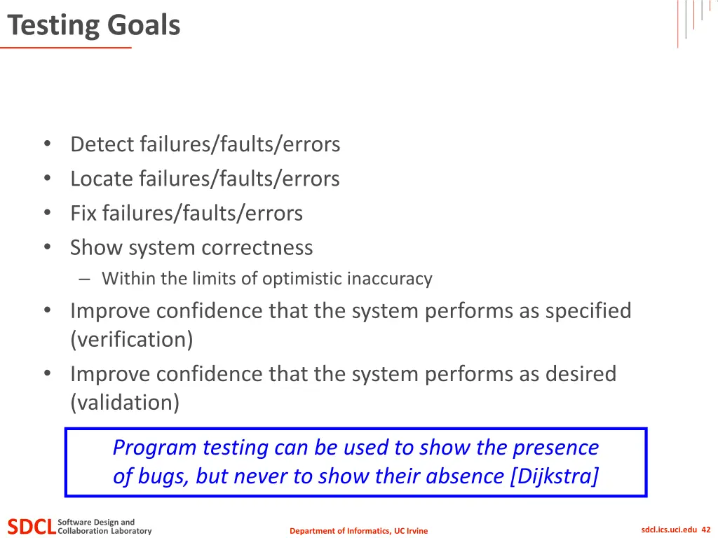 testing goals