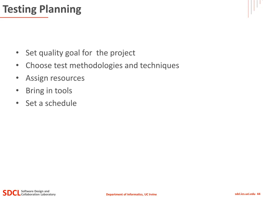testing planning