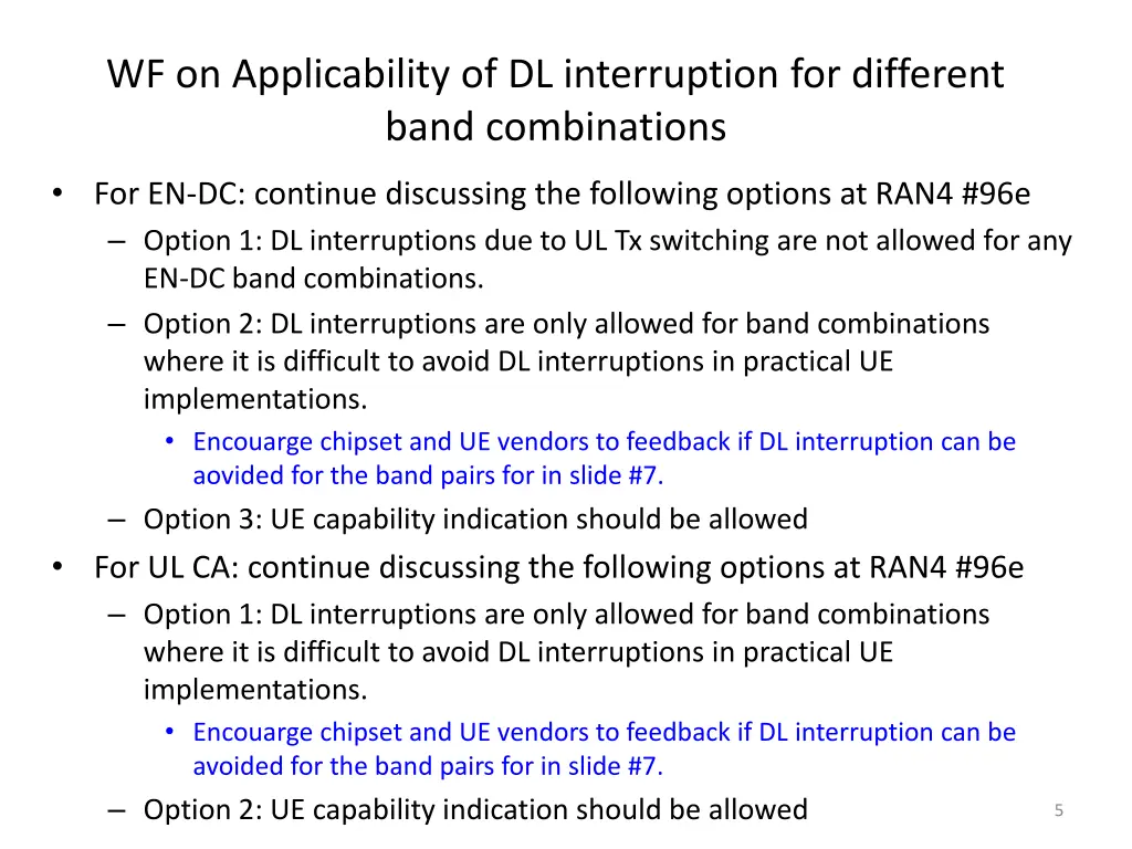 wf on applicability of dl interruption