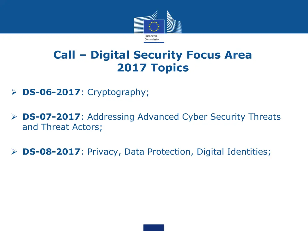 call digital security focus area 2017 topics