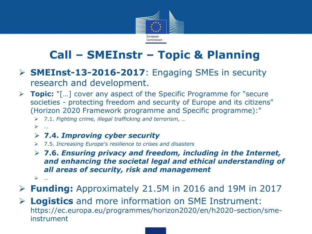 call smeinstr topic planning