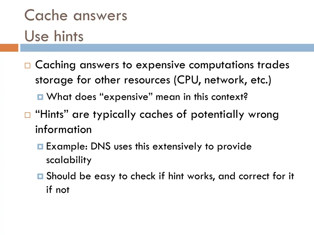 cache answers use hints