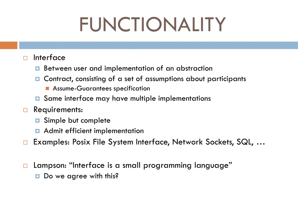 functionality