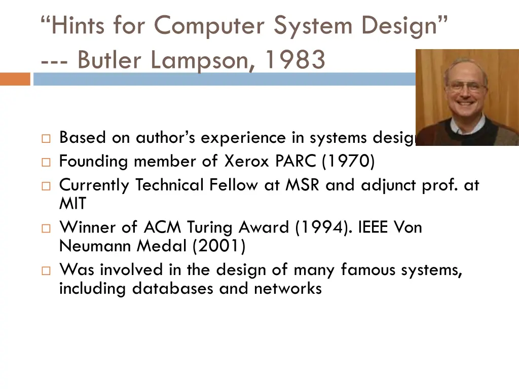 hints for computer system design butler lampson
