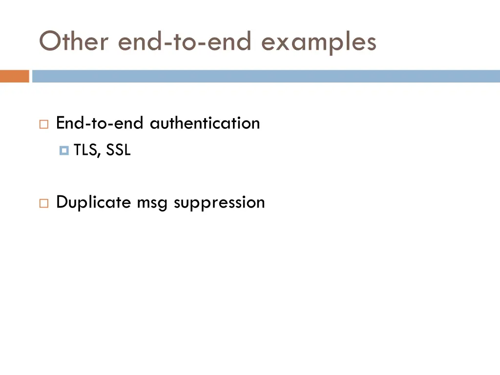 other end to end examples