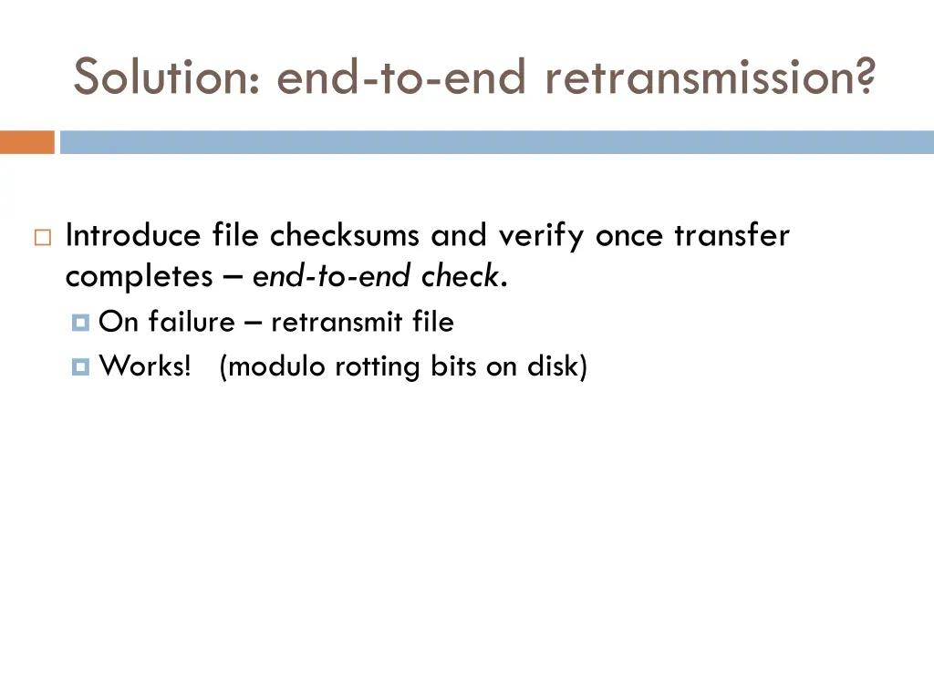 solution end to end retransmission