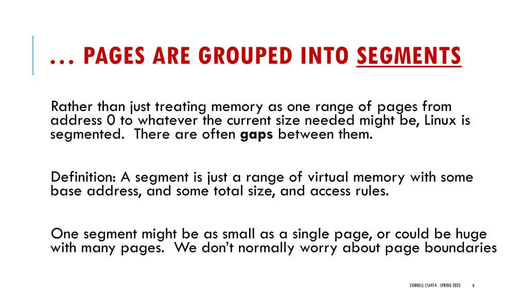 pages are grouped into segments