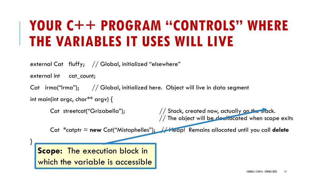 your c program controls where the variables 2