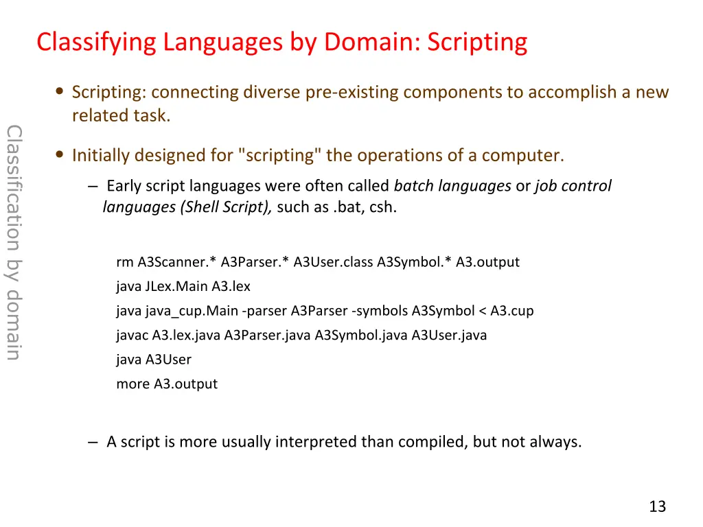 classifying languages by domain scripting