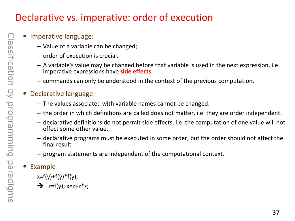 declarative vs imperative order of execution