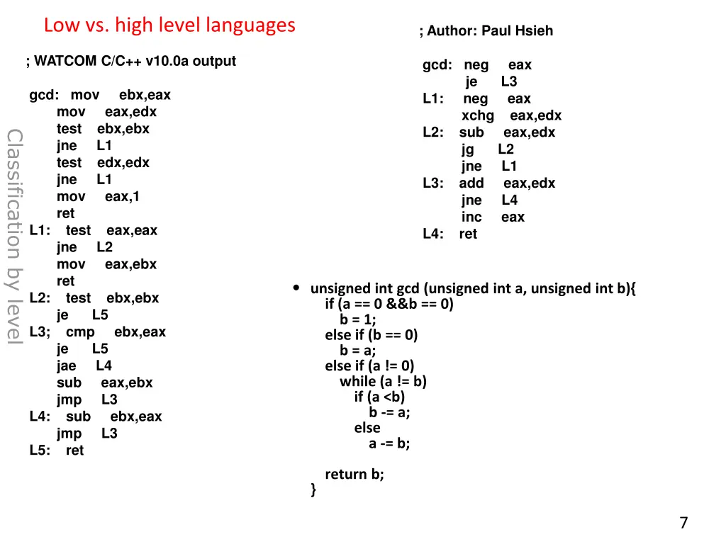 low vs high level languages